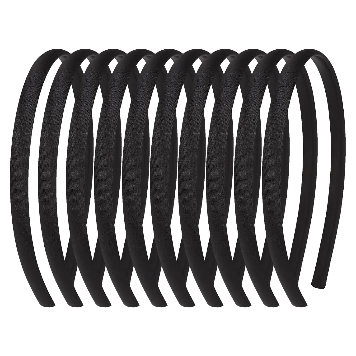 10 count Black Headbands for Girls Skinny DIY  Bands Hard Thin Headband with , 8mm Rubber Plastic Hairbands for  Teens Party Favors