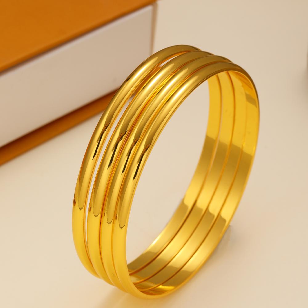Minimalist Plain Gold Tone Stackable Bangle Set 4pcs Layered Copper Bracelets Quiet Luxury Daily Wear Jewelry Accessories for Women Valentines&birthday Boujee Gifts for gf Mother's Day gift