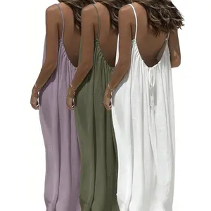 [Backless Cardigan Set] 3pcs Set Women's Backless Cardigan, Loose-Fit Backless Style, Spring/Summer| Sleeveless, Tie-Detail, Solid Color, Fashion Style, Xiudeen Brand