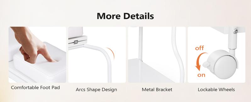 OmySalon Pedicure Cart Foot Bath Trolley, Portable Salon Nail Esthetician Rolling Cart, Adjustable Manicure & Foot Massage Stool w/PU Cushion, Locking Wheels, for Spa, Salon & Home