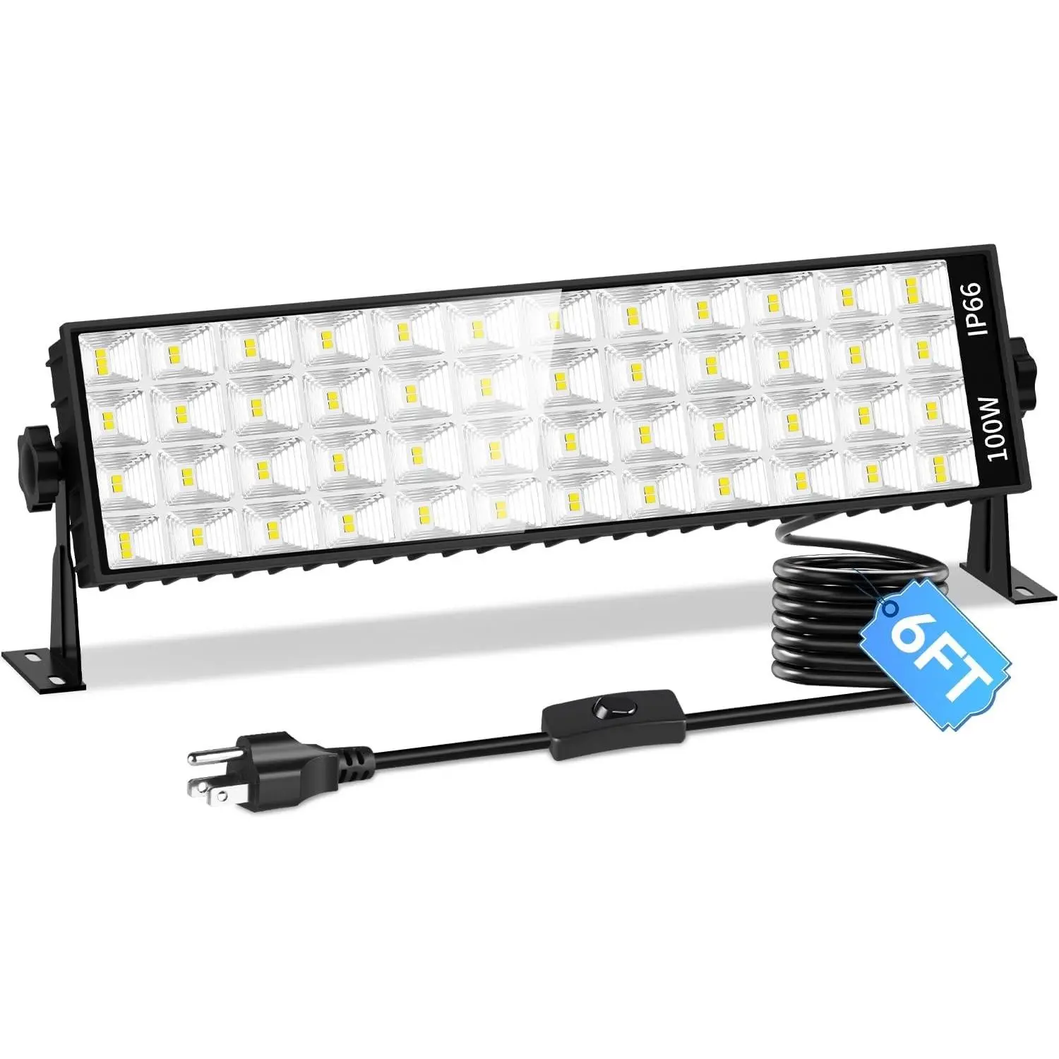 11000LM 100W LED Shop Light with Plug and Switch, IP66 for Garage Workbench