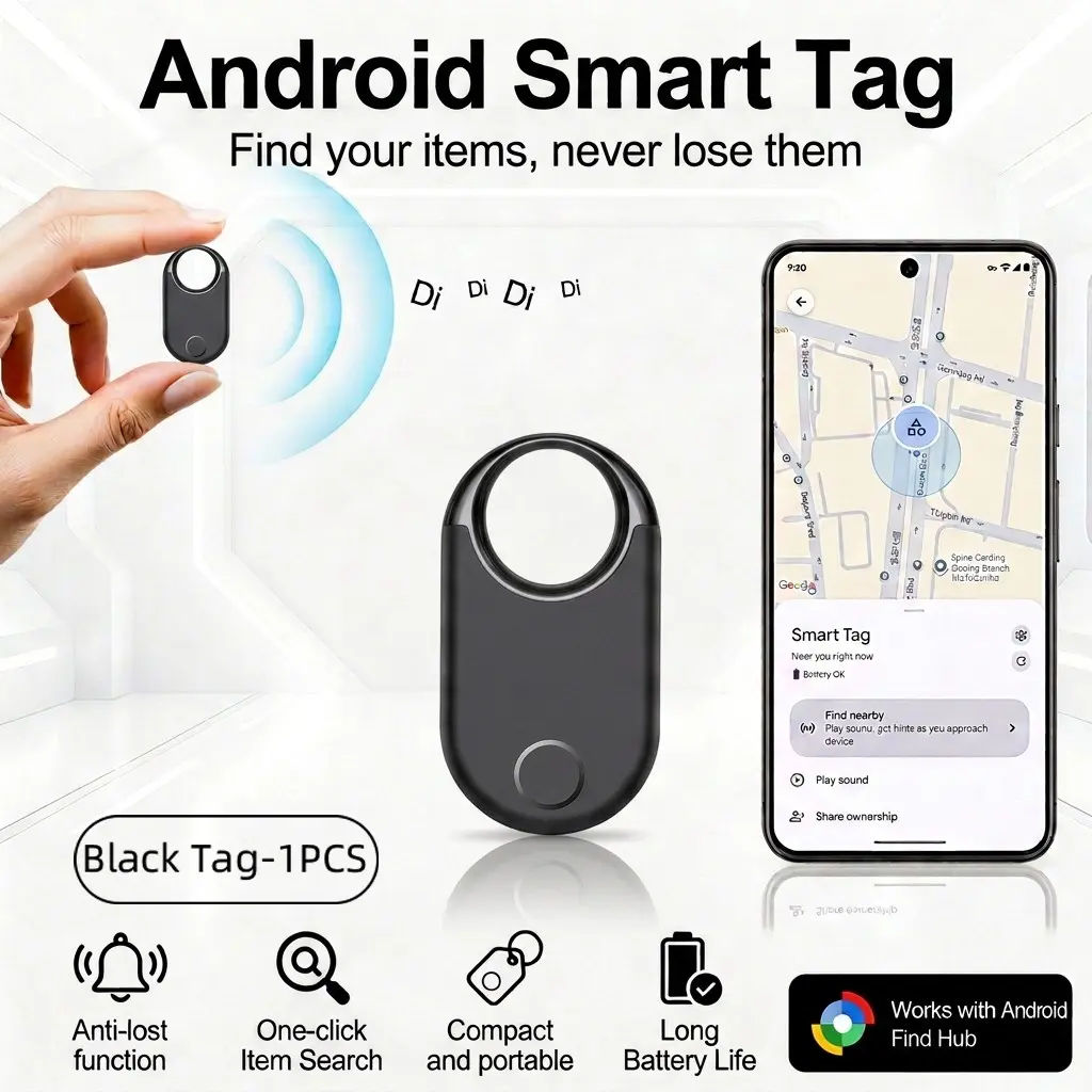 Smart Location Tracker Tag Android Anti Lost Wireless Item Finder Anti-Lost Bluetooth Locator For Suitcase Keys Bag Toys Works with Google Find Hub