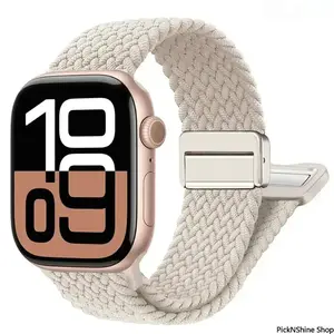 Braided Stretch Magnetic Wearable Watch Strap - Adjustable, Durable Aftermarket Watch Accessories for Daily Casual Use