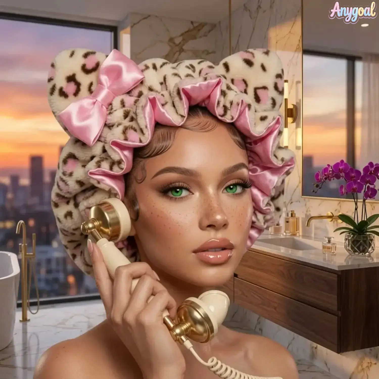 Luxury Leopard Print Teddy Bear Ear Satin Lined Hair Bonnet For Women, Fluffy Plush Ruffle Edge Bow Sleep Hair Wrap,Curly Natural Hair Care Cap, Heatless Hairstyle Protector Night Sleep Head Cover For Shower Makeup Daily Night Routine,Summerwins