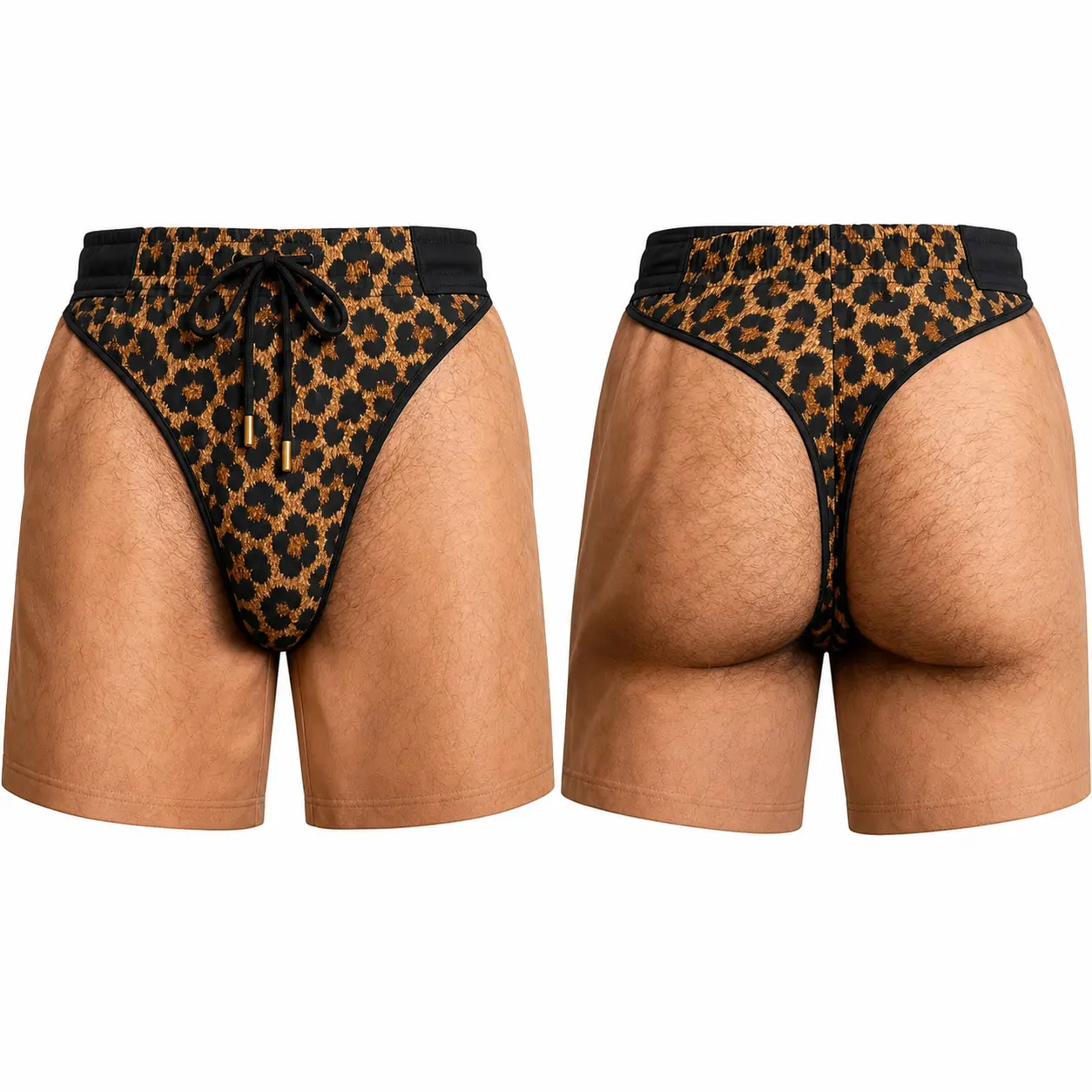 Men’s Funny  Illusion Print Swim Shorts, Novelty Beach Trunks with Drawstring Waist, Bold Leopard Galaxy Camo Tropical Checkerboard Pool Party Swimwear, Lightweight Summer Vacation Shorts for Men, Bachelor Party, Festival, Gag Gift Resort Wear