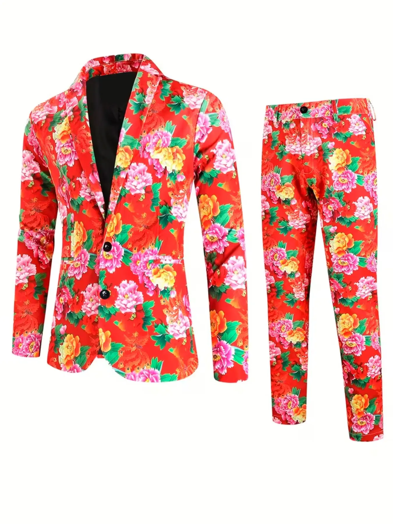Men's Vintage Paisley Blazer Set, Colorblock Digital Print Suit Jacket & Pants, Elegant Party, Trendy Casual Formal Wear