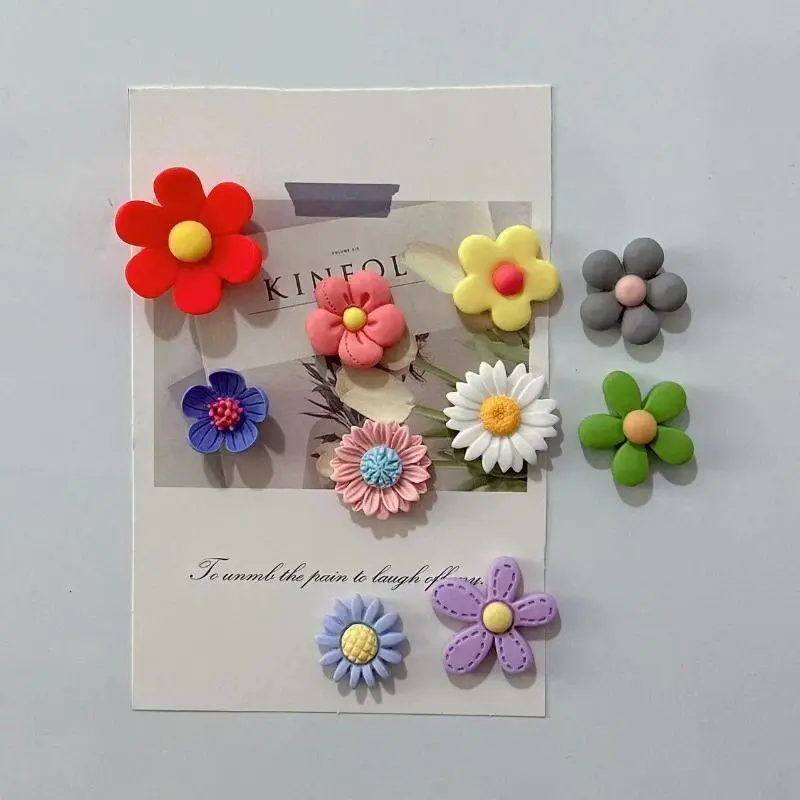 2026 New 10Pcs Multicolor Flower-Shaped Fridge Magnets, Cute Floral Magnetic Ornaments for Refrigerator Whiteboard, Elegant Home & Kitchen Decor Bag Charm, Decorative, Fridge/Whiteboard, Floral Theme, Soft, Home Enthusiast, Refresh Kitchen Layout, With Ma