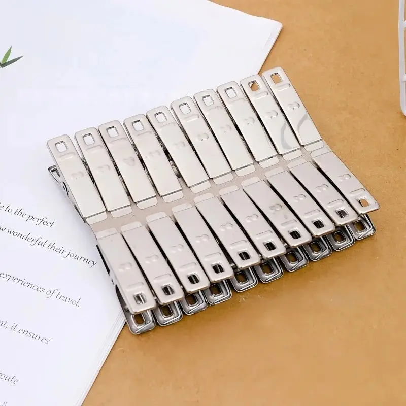 Stainless Steel Clothes Pegs, Multi‑Purpose Metal Windproof Laundry Clips, Heavy‑Duty Clothespins for Drying Quilt, Socks, Sheets, Paper Documents, Household Office Supplies