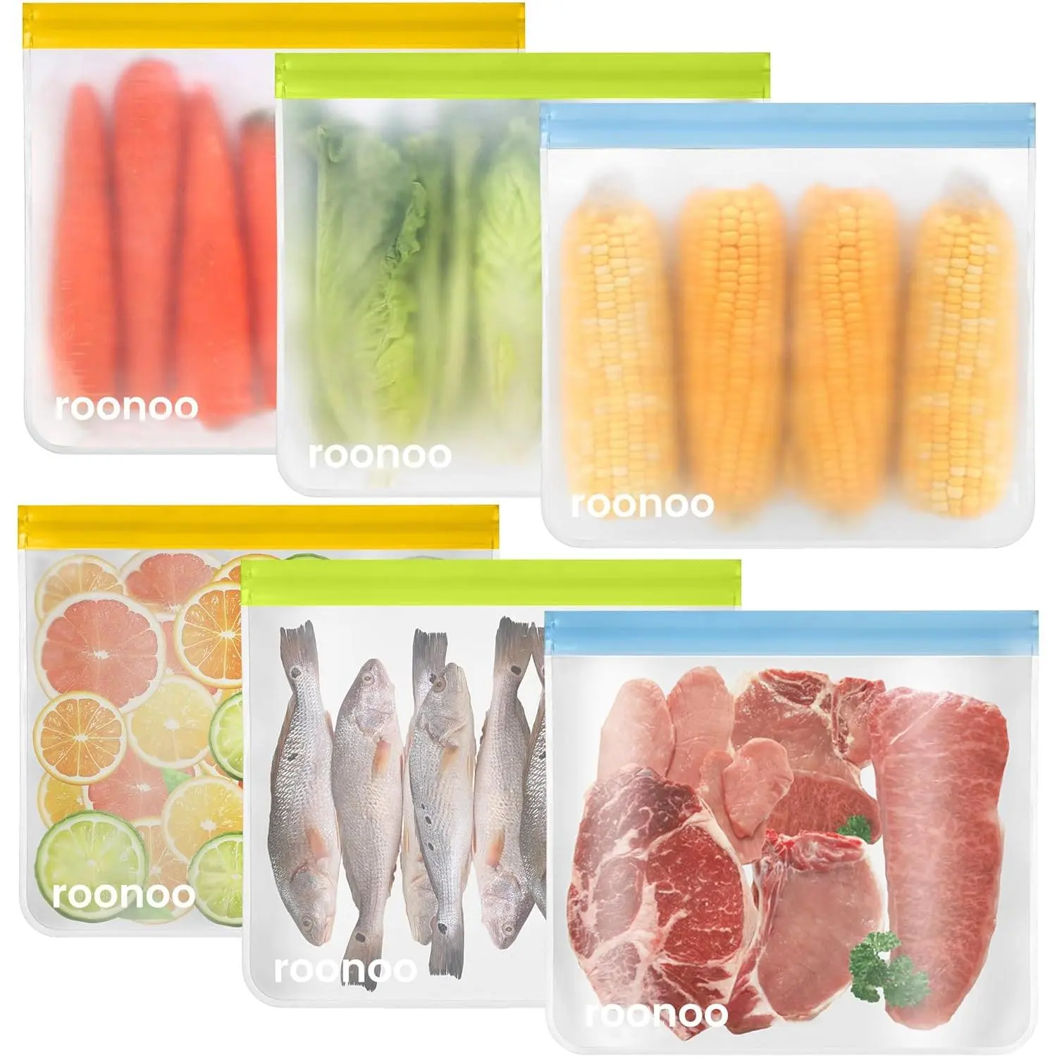 Pack Dishwasher Safe Reusable Freezer Bags Food Storage Bags, Extra Thick Leakproof Silicone & Plastic Free Ziplock Bags for Meal Prep, Fruits, Sandwich, Snack, Travel Items