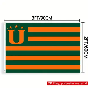 A flag, no electricity required, flagpole not included, a national flag with a dark green background, six horizontal orange stripes, and an orange 'U'-shaped pattern with stars. Perfect for use as a celebration banner, outdoor decoration, and wall mountin