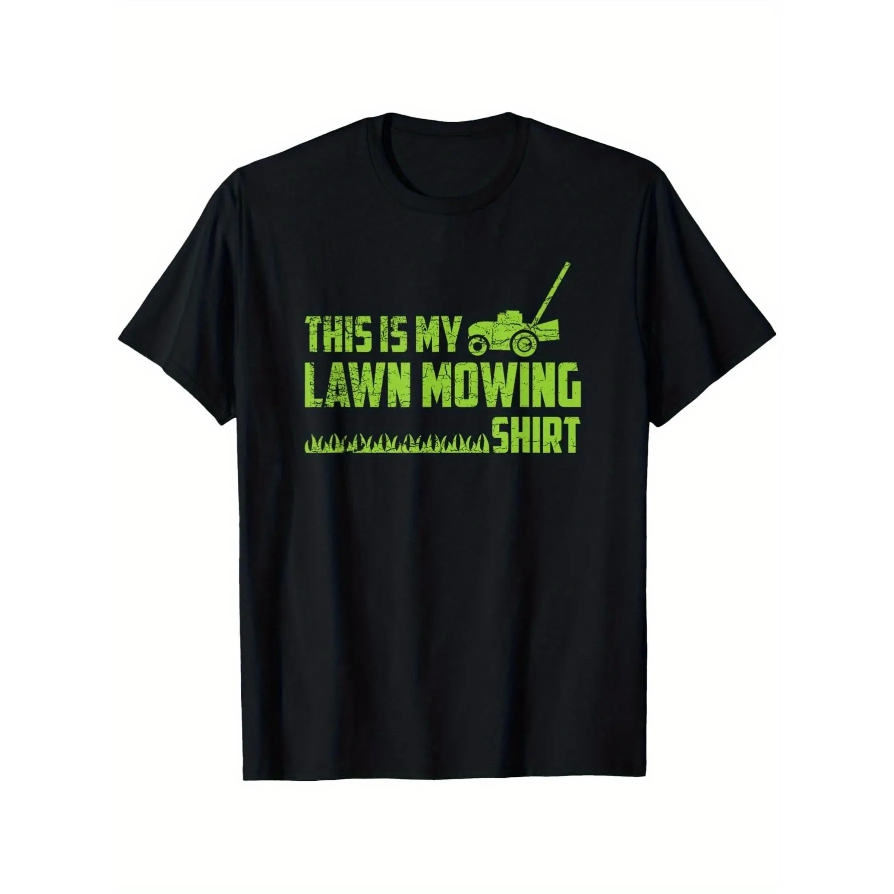 1pc Men's Lawn Mowing T-Shirt with Grass - Breathable Soft Fabric, Round Neck Casual Tee Suitable for Year-Round Wear, Machine Washable for Outdoor & Lawn Care - Comfortable Casual Wear for Gardeners & Grass,back to school,back to school shopping