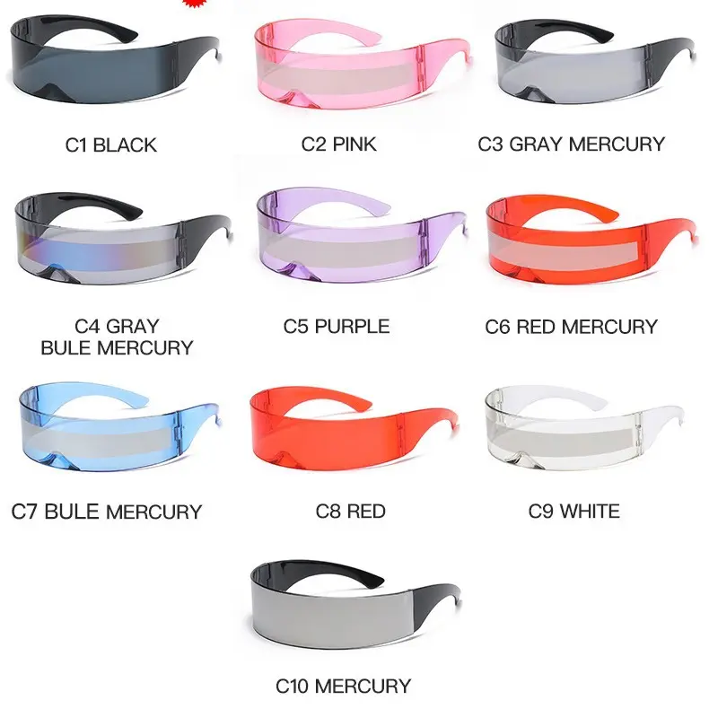 Futuristic Techno Visor Sunglasses, Cyberpunk Monoblock Shades for Cosplay & Streetwear