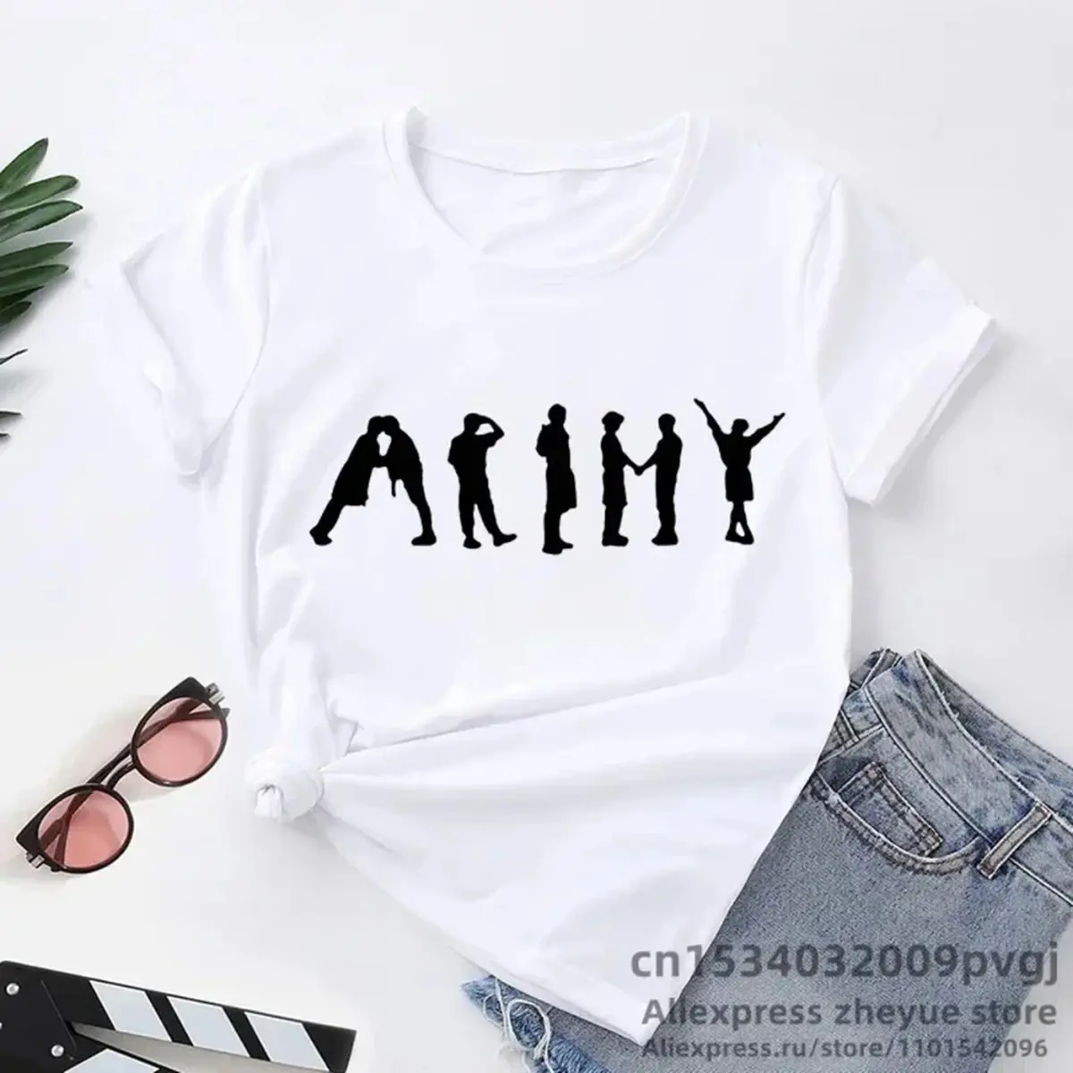 Korean Girl Group Graphic T-Shirt, Women Fashion Streetwear Aesthetic Casual Short Sleeve Tops Tees