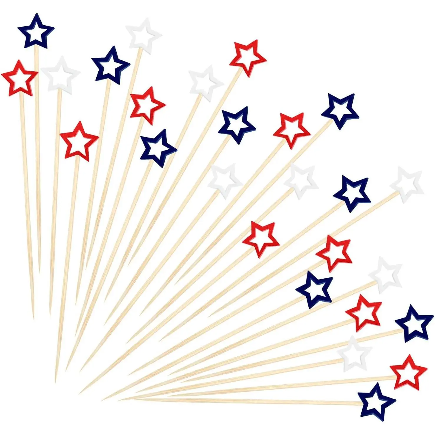 60 Counts 5.5 Inch   Picks Red White Blue Fancy Toothpicks Fruit Skewers  Sticks 4th of July Patriotic Decor Fourth of July Independence Day Party Supplies