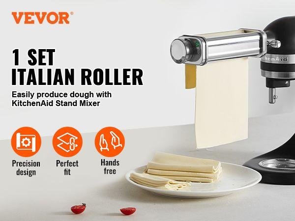 VEVOR Pasta Attachment for KitchenAid Stand Mixer, Stainless Steel Pasta Sheet Roller Attachment, Pasta Maker Machine Accessory with 8 Adjustable Thickness Knob, KitchenAid Pasta Attachment by  Utensils