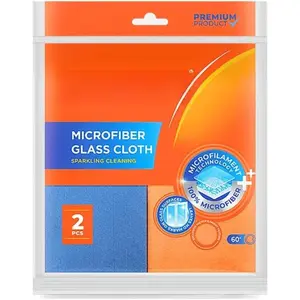 Microfiber Glass Cloth 2-Pack - Lint-Free,  Window & Mirror Wipes, High-Absorbency Microfilament Cloth for Streak-Free Shine,  for Glass, Mirrors,  & Electronics
