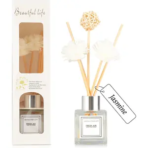 Reed Diffuser Set, 1.7 fl oz Scent Diffuser with Sticks, Jasmine Scent for Bathroom Accessories Shelf Decor, Air Fresheners for ,   Products, House Office Room Decor Aesthetic