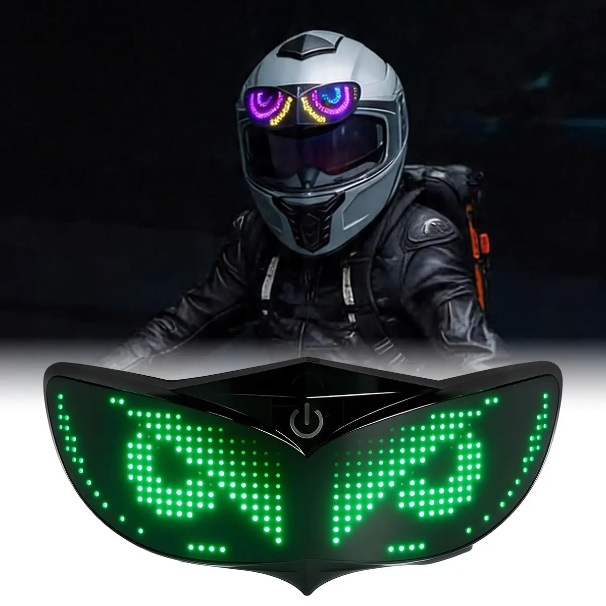 Owl Helmet Light, Outdoor Sports Tail Light, Cycling LED Display, Bright Advanced, Type-C Charging, APP Switch Animation, Bike Motorcycle Helmet