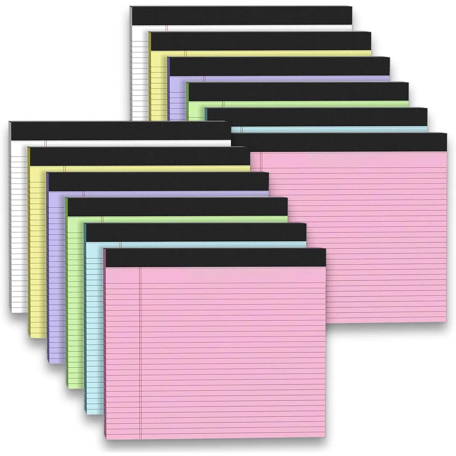 2-Count Modern Legal Pads, 11"x9.5" College Ruled, Perforated Top 80GSM White Lined Paper, 30 Sheets Each, Office Stationery for School & Office Tasks