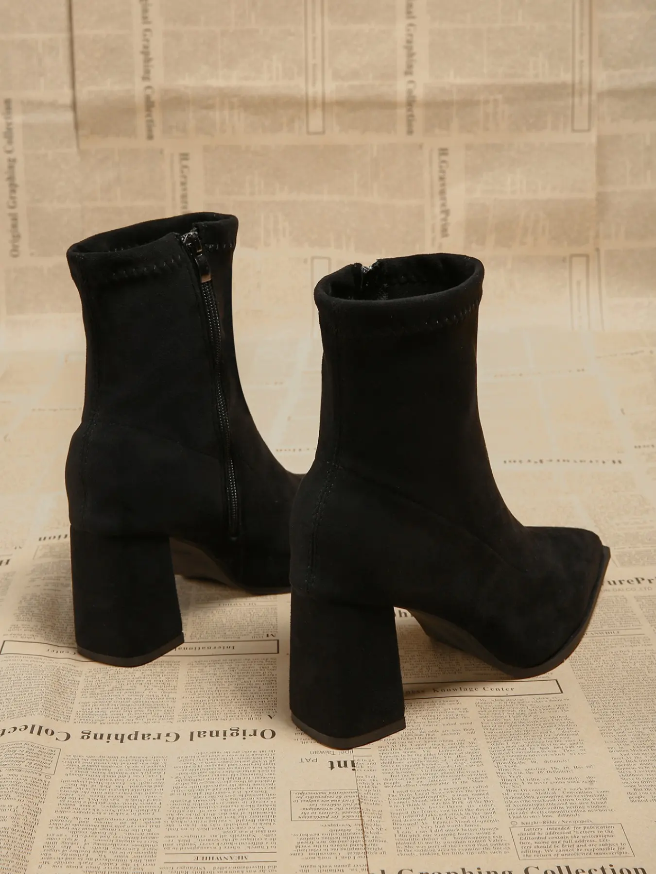 Women's New Slim Fit Elastic Short Tube Sock Boots, Ankle Line Fit, Side Vertical Zipper, Easy On/off, Comfortable for Elderly