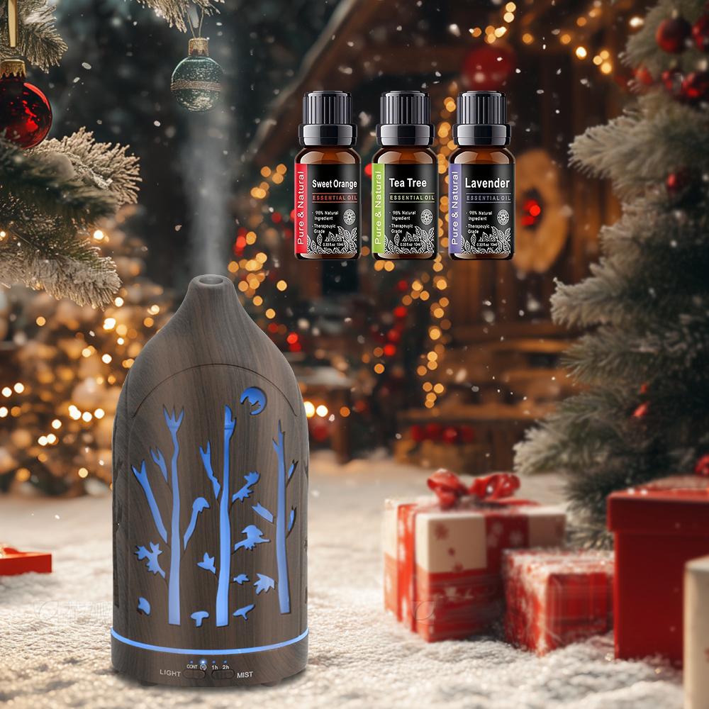 200ml Essential Oil Diffuser Ultrasonic 7-Colors LED Auto Shut Off Quiet for Sleep Office Yoga Aromatherapy Humidifier with 3 Essential Oils Set