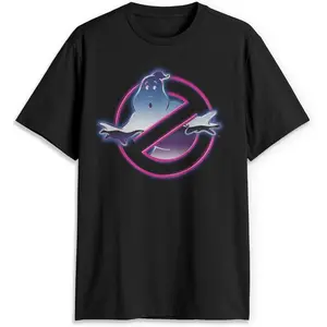 Fifth Sun Men's 80s Neon Ghostbusters Ghostbusters Neon Retro No Ghost Logo Graphic T-Shirt| 80s Horror Comedy Synthwave Fan Tee