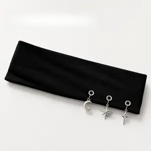 Stretchy Headband for Women Trendy Y2K Style with Star and Moon Pendant Sweet and Edgy Vibe Hairband Sweat Wicking Sports Yoga Hair Accessory Perfect Gifts for Women as for Women Great for Workout Running Daily Wear and Casual Outfits