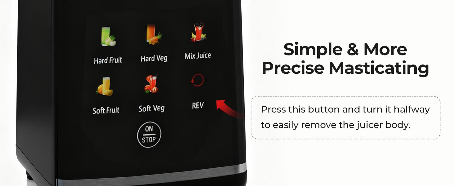 Kismile Cold Press Juicer Machine 4.4" Wide Feed Chute Slow Masticating Juicer for Whole Vegetables & Fruits High Juice Yield Easy to Assemble Clean One-touch Digital Color Control Panel