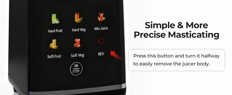 Kismile Cold Press Juicer Machine 4.4" Wide Feed Chute Slow Masticating Juicer for Whole Vegetables & Fruits High Juice Yield Easy to Assemble Clean One-touch Digital Color Control Panel