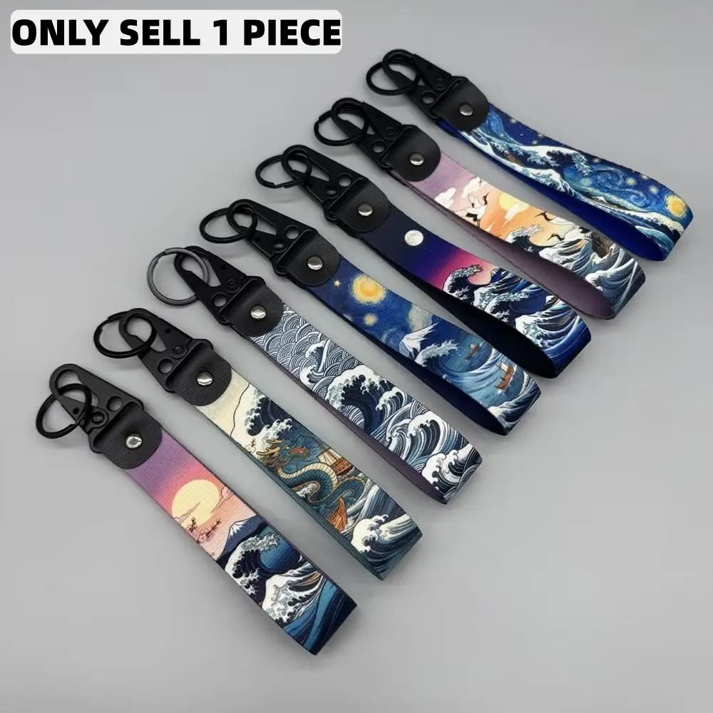 1 Pcs JDM Style Keychain Ring, Racing Motorcycle Key Chain, Car Strap, Key Chain For Car Keys, Key Holder, Automotive Accessory, Japanese Ukiyo-E Style Keychain, Keyrings