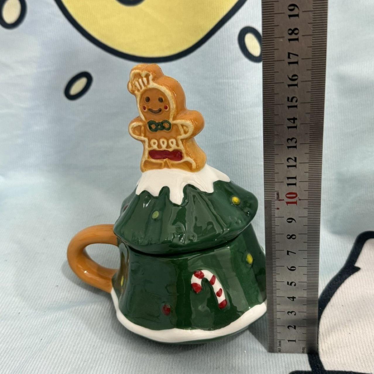 Christmas Gingerbread Man Mug, 3D Cartoon Ceramic Cup, Cute Winter Coffee Mug for Kids & Adults