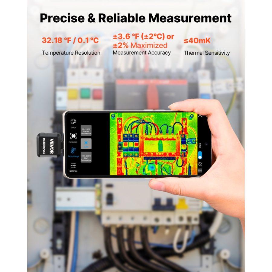 VEVOR Thermal Imaging Camera for Android, 512x 384 TISR Super Resolution, 25HZ Refresh Rate Infrared Thermal Imager for Smartphone Tablet, 256x 192 IR Resolution, -4F to 1022F 15 Color Palettes