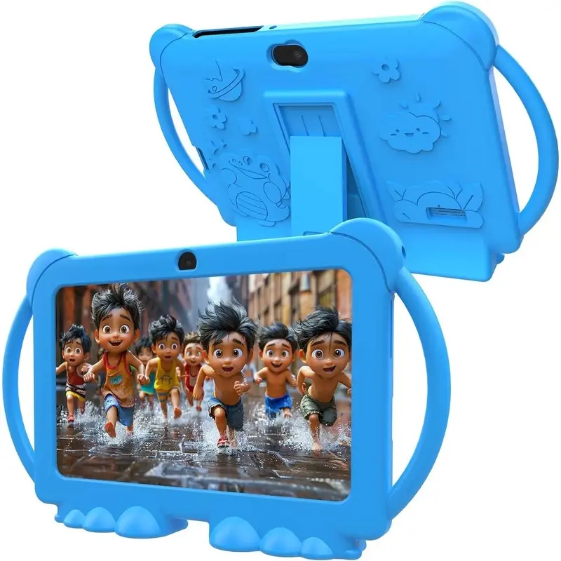 7 in' Outdoor Camping Android Tablet PC - Touch Portable Android 12 Device for Children, Lightweight Shockproof Case, Parental Lock, Screen Time Limits, Unsafe Site Blocking, 5MP Dual Cameras, IPS Display, Quad-Core CPU