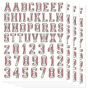 216 PCS 4 Sheets Letters Numbers Baseball Softball Helmet Stickers Name Decal Vinyl Sticker for Hard Hat Laptop Water Bottle Phone Case