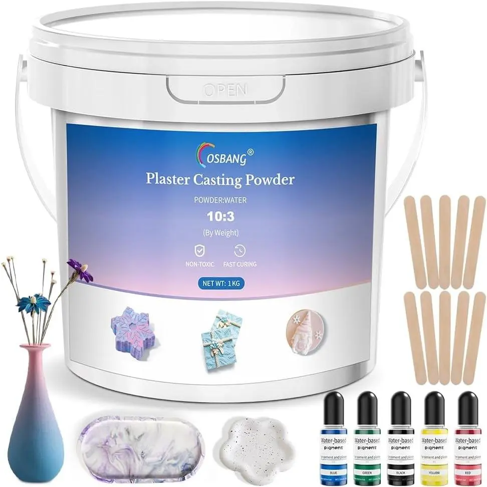 1000G/35 OZ Water Activated Fast Curing Plaster Casting Powder, 20-30 Minutes Demold, Easy Mixing & Beginners Friendly for Resin Molds, Crafts & DIY Art