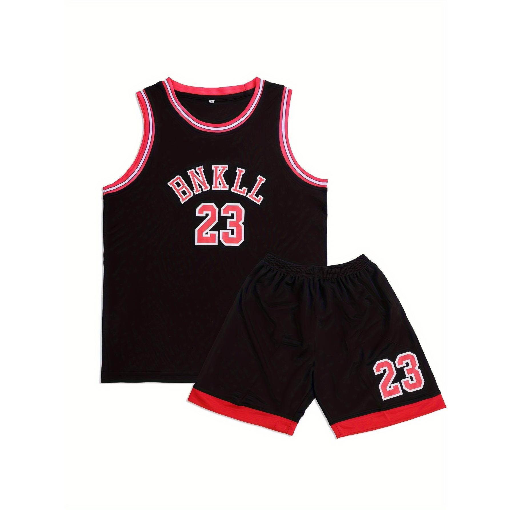 Boys' Basketball Vest Shorts Set Letter Design + Runway Breathable Children's Clothing