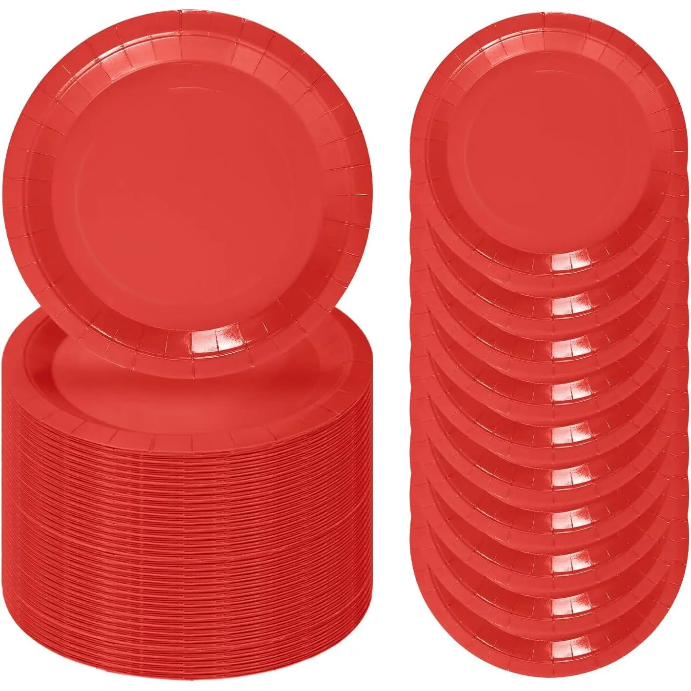 50 Pcs 7 Inch Red Disposable Paper Plates Dessert Dinner Plates for Baby Shower Bridal Shower Birthday Party Supplies