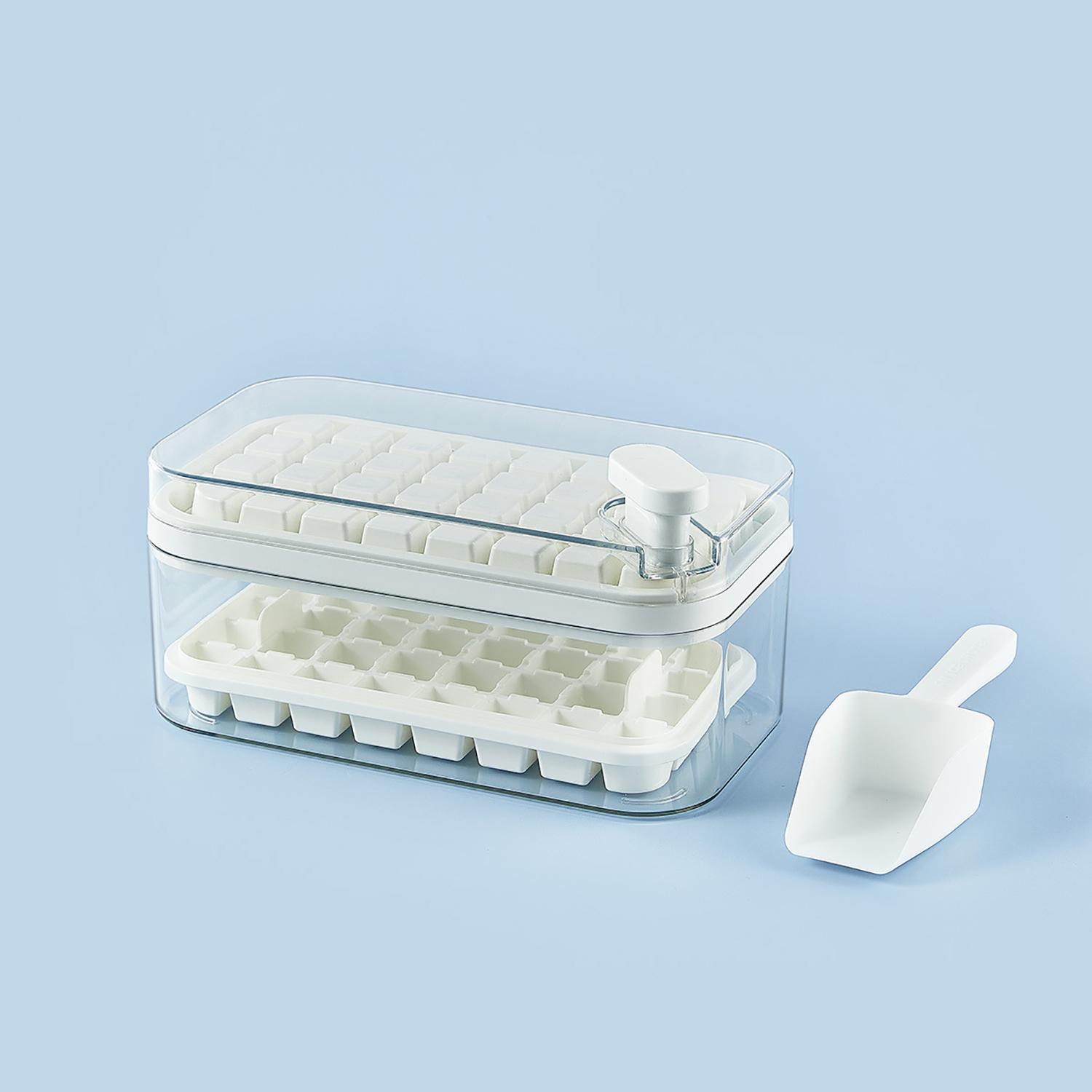 Household double-layer ice cube tray, ice cube mold, easy to demold, large-capacity ice cube storage box, Ice Molds