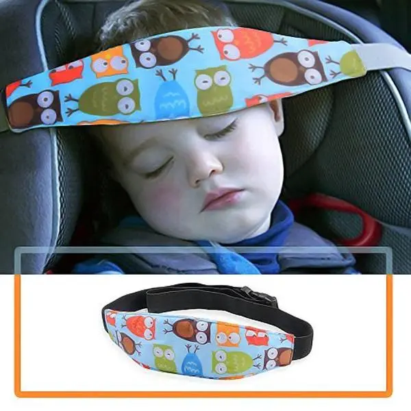 Toddler Size Baby Head Support Strap - Stroller, Car Seat Compatible, Sleep Support Headrest for Infant Travel, Owl Shapes