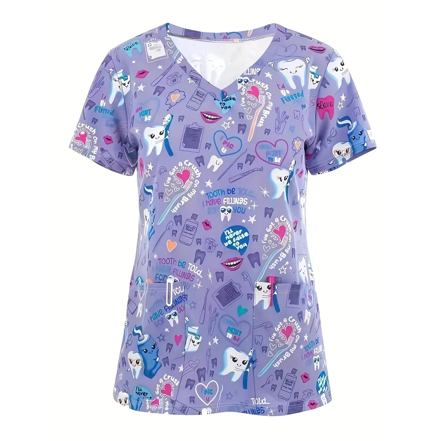 Comfortable and Breathable Women's Uniform with Pockets,Casual and Comfortable Nurse Scrub,Short-sleeved Doctor's Workwear