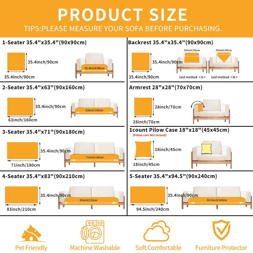 Solid Color Non-Slip Sofa Cover, Washable & Soft Couch Protector with Geometric Jacquard Design for Home & Living Room, Sofa Towel & Comfortable Throw Pillowcase, Furniture Protector #GLOBAL PICKS