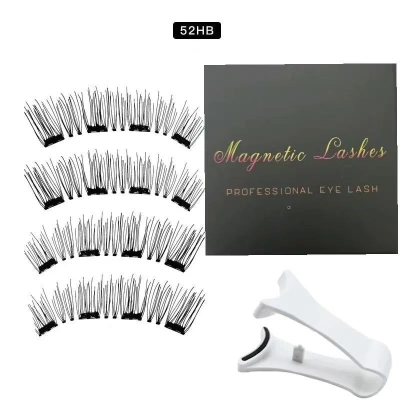 TikTok Trending 4 Magnet 3D Magnetic Eyelashes No Glue Ultra Thin Lightweight Natural Look Reusable Eye Lashes for Beginners