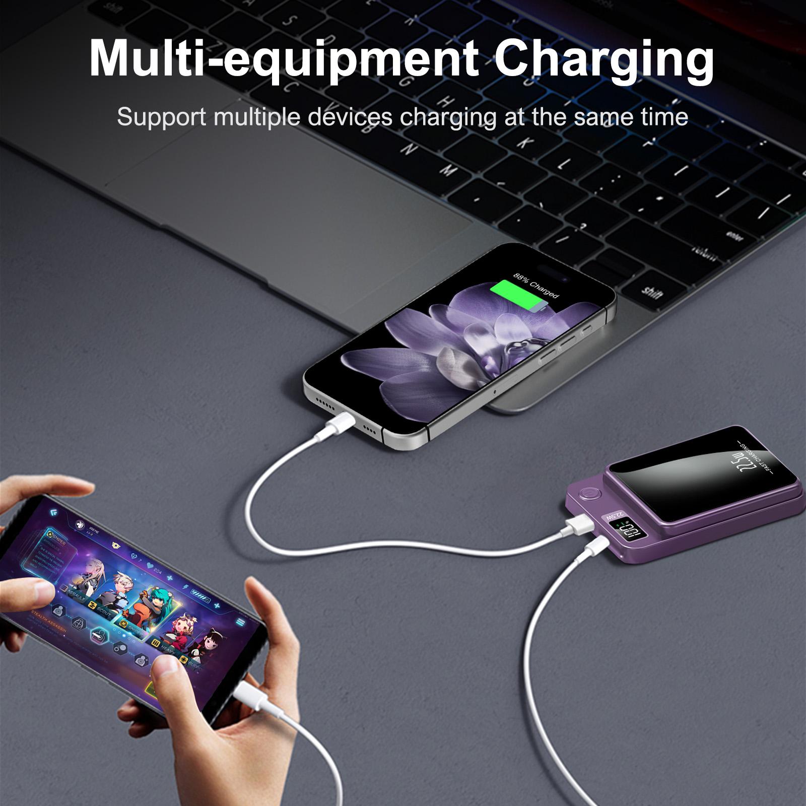 Portable Phone Power Bank with Cables, Magnetic Power Bank, 10000mAh Wireless Portable Charger with USB-C Cable, Battery Pack Only Compatible with iPhone 16/15/14/13/12/Pro Series