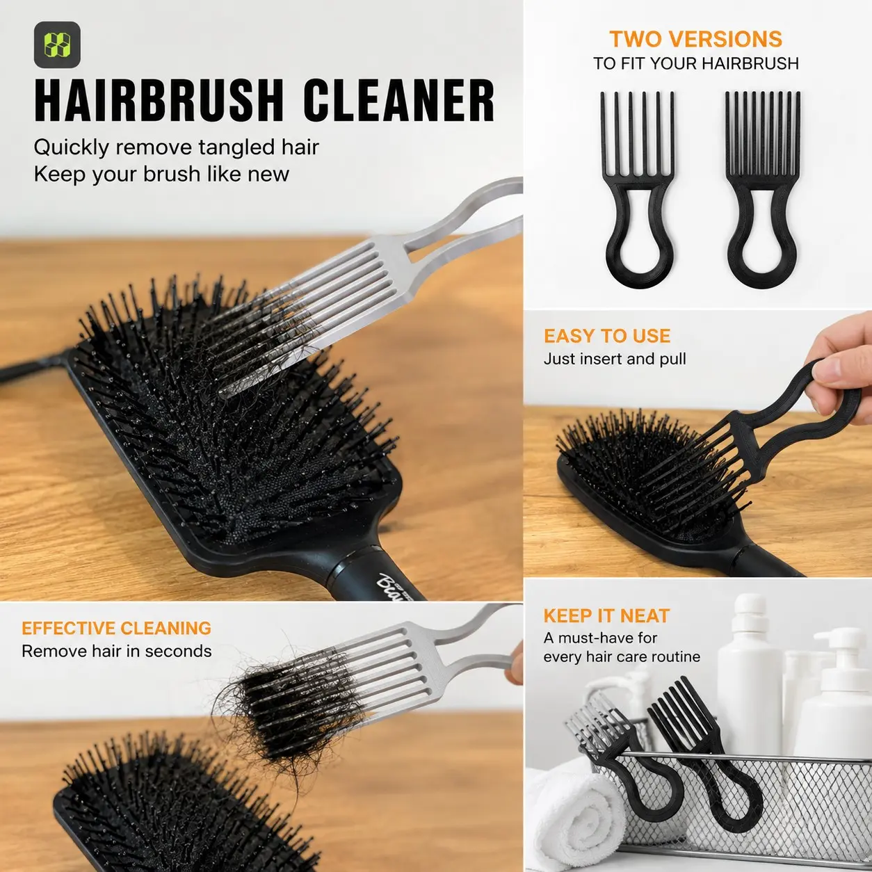 Hair Brush Cleaner Tool, Remove Tangled Hair in Seconds, Reusable Brush Cleaner for Everyday Use, Keep Brushes Clean & Fresh, Brush Cleaning, Hair Care