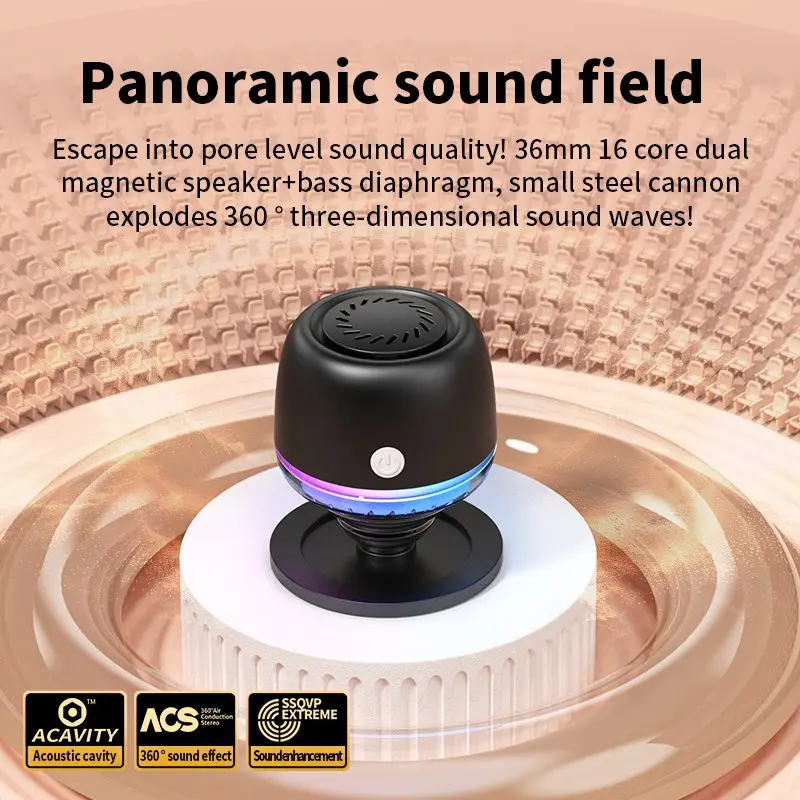 Bone Conduction Desktop Wireless Speaker, High Fidelity Sound Quality, Includes Suction Cup, Compact Portable Design
