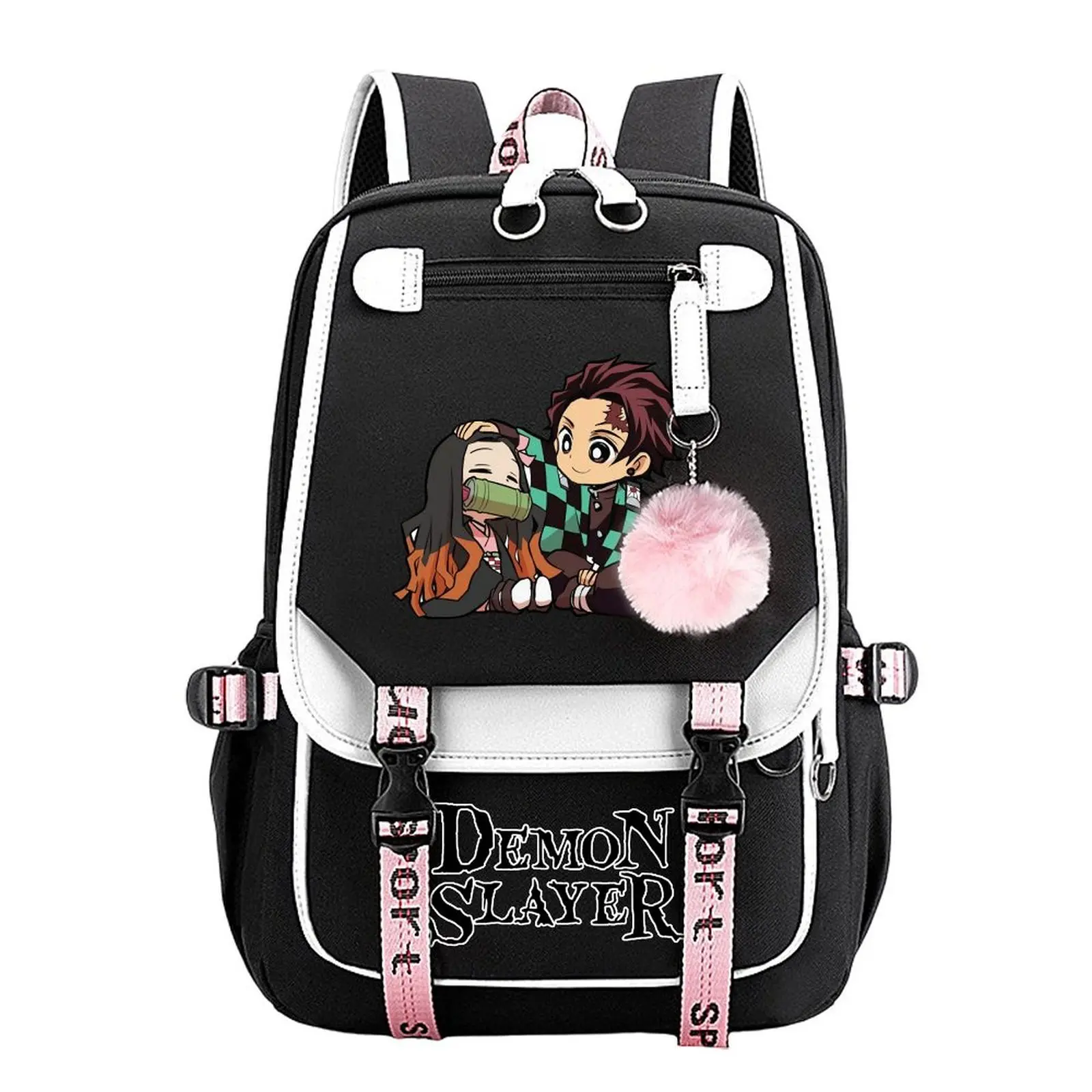 Nezuko And Tanjiro Trendy Youth Backpack for Boys & Girls, Large Capacity Anime Aesthetic Laptop Backpack for Teens, Breathable Adjustable Straps, Aesthetic Must-Have Gift | 11.4''×18.1''