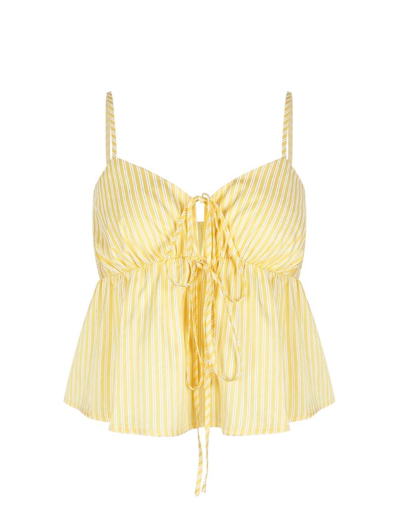 Women's Striped Print Tie Shoulder Cami Top, Casual Sweetheart Neck Sleeveless Top for Summer, Women's Clothing for Daily Wear, Shirts