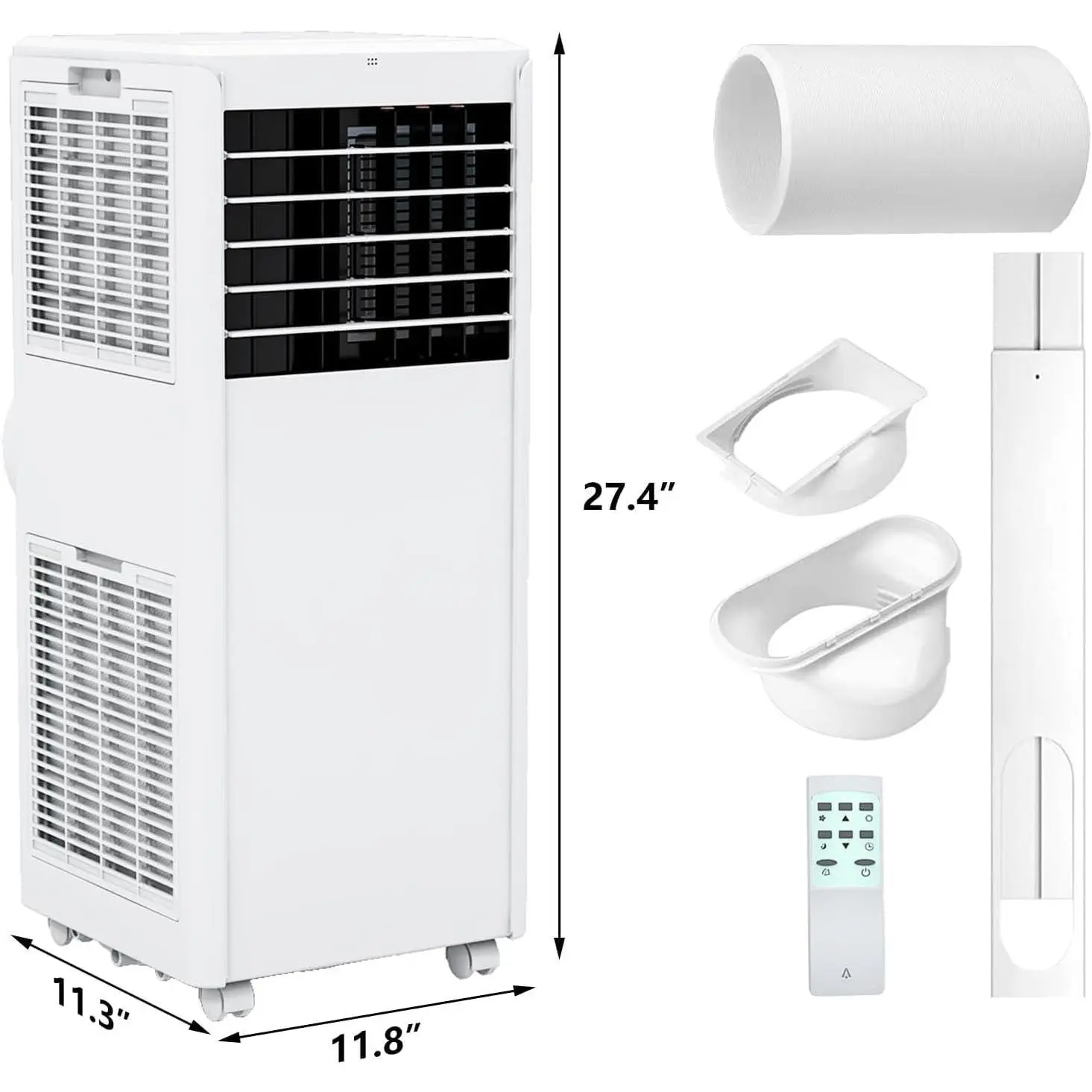 8000 BTU Portable Air Conditioner - 3-in-1 Cooling, Dehumidification and Fan Modes - Coverage Area of 350 Square Feet - Suitable for Dormitories, Apartments, Offices
