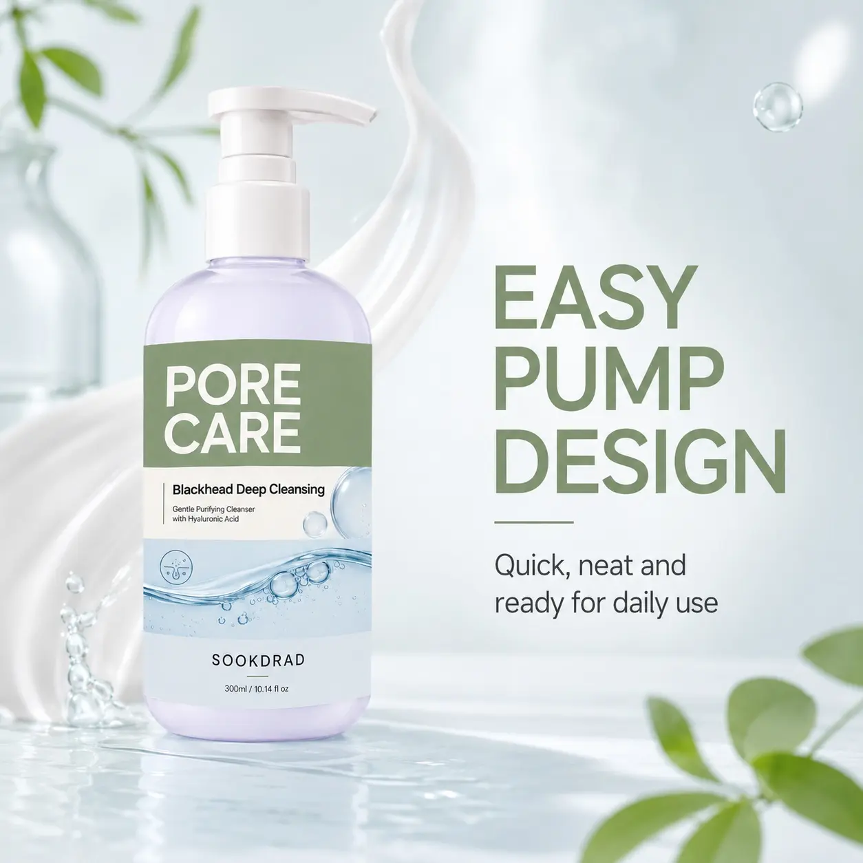 Blackhead Deep Cleansing Gentle Purifying Cleanser, with Hyaluronic Acid, pore care, deep cleansing, for face, 10.14 fl oz, 300ml