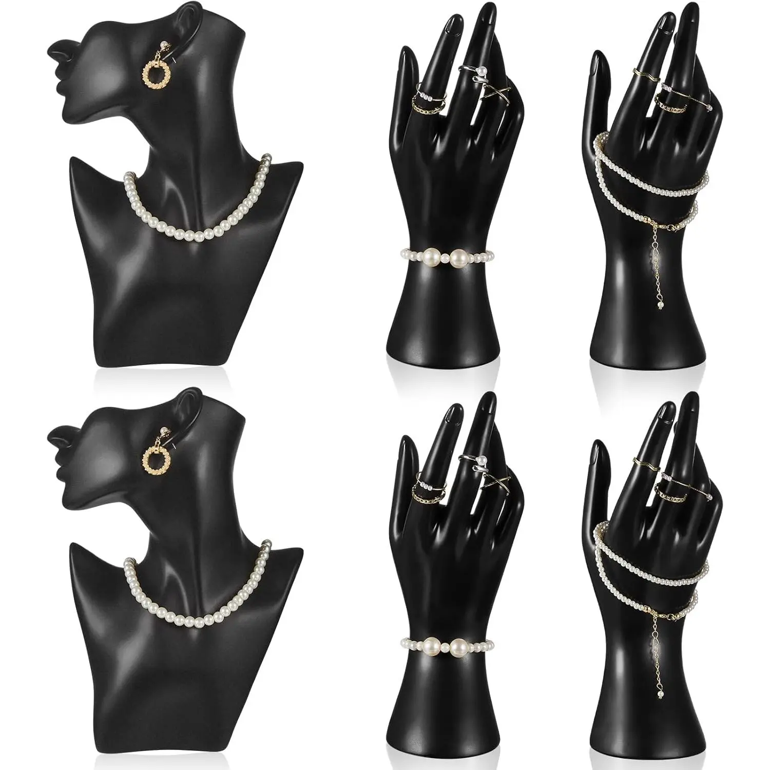 Jewelry Mannequin Display Set Including Boutique Bust Holder Mannequin Earring Stand Hand Display Bracelet Ring Stand
